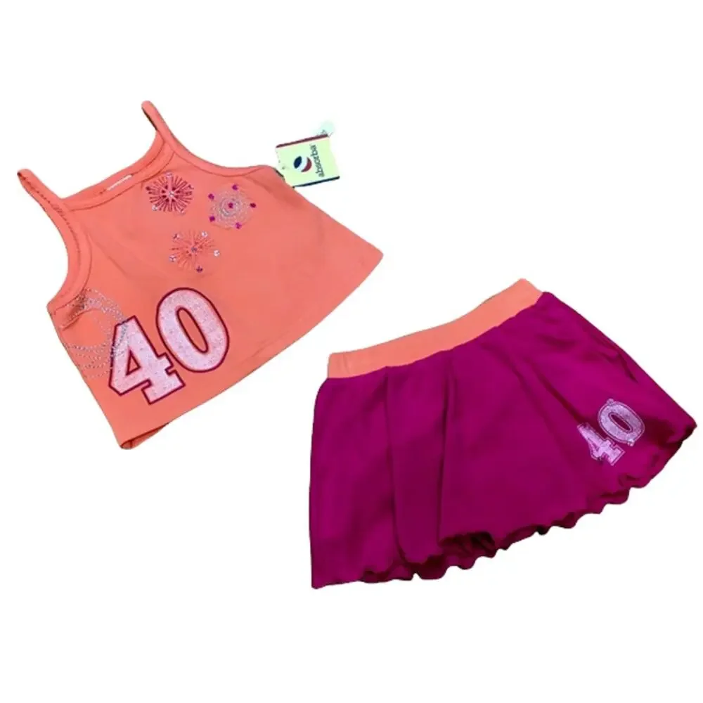 Absorba Girls Skort Set‎ Size 12 Months Fuchsia Orange 40 Tank Top NEW